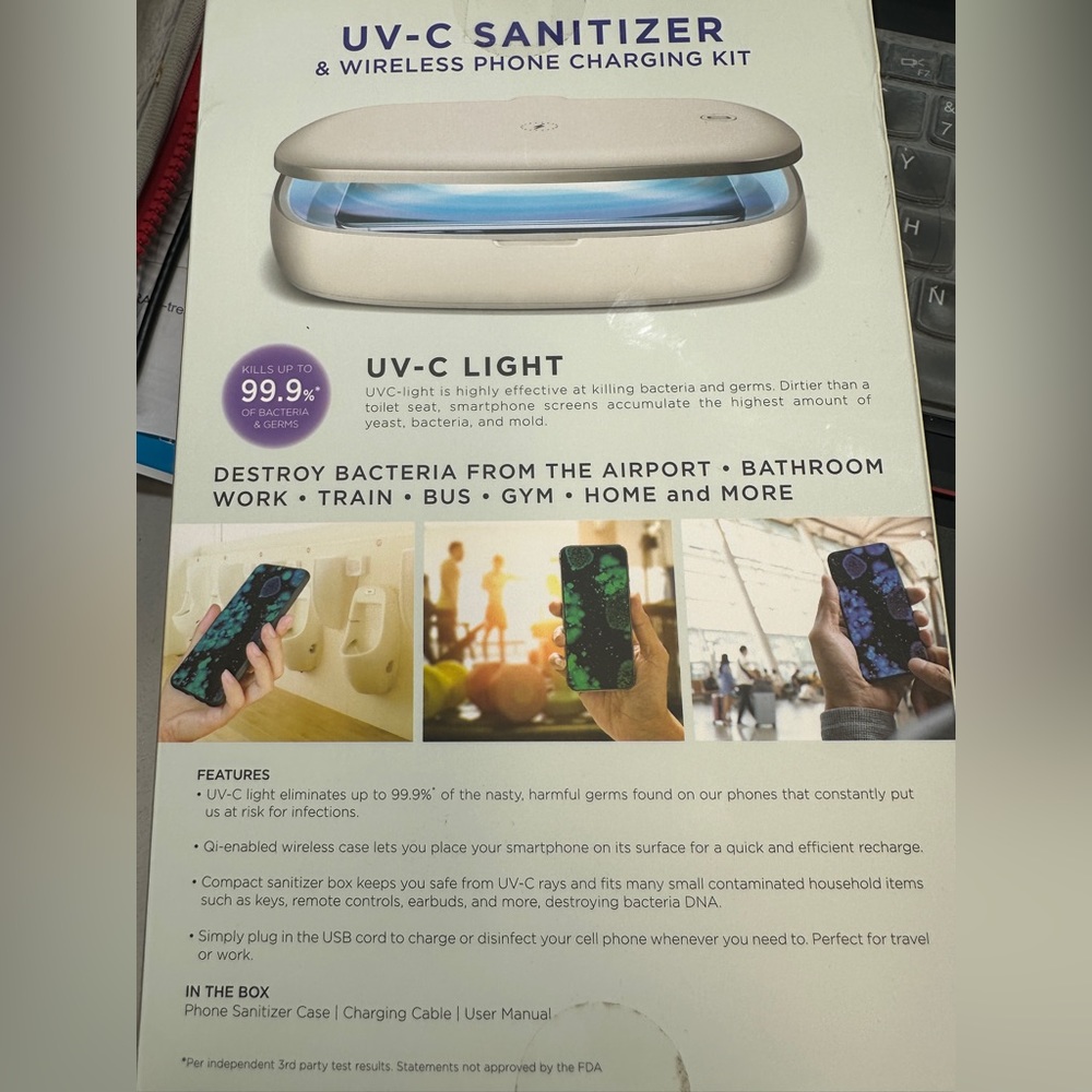 UV-C sanitizer & wireless phone charging kit